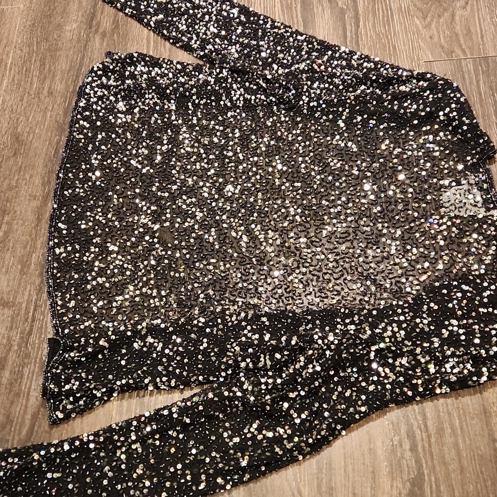 ❤️ VINTAGE ADRIANNA PAPELL BOUTIQUE EVENING BLACK SILK BEADED SEQUIN CARDIGAN, M - Picture 10 of 13